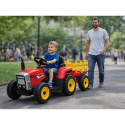 Traktor Model 261 na akumulator sa prikolicom - Crveni
