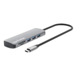 Manhattan 190459 9in1 USB-C - 1xHDMI/5xUSB/LAN/CR/PD 100W Docking station