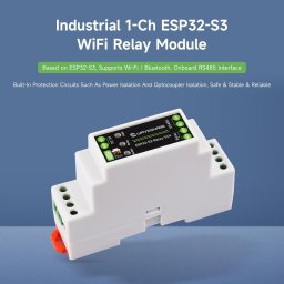 ESP32-S3-Relay-1CH industrijski pametni Wi-Fi relej za DIN šinu (Wi-Fi / Bluetooth / RS485)