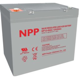 NPP NPG12V-55Ah, GEL BATTERY, C20=55AH, T14, 230*138*208*212, 15KG, Light grey