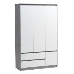 Ormar 119x193 cm bela/beton