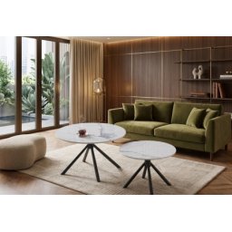 Klub sto set Vigo Bela keramicka ploca/Crne noge 700+500mm ( 800-746 )