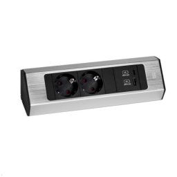 Bachmann CASIA 2 Kuhinj.ugao.uticn.ALU,2xšuk,1xUSB A/C charger,srebrn ( 932.002 )