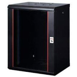 Lande Nazidni ormar 15U dim.600x450mm,staklena vrata,crni,100kg FP ( Ln-wb-15u6045-bl-f )