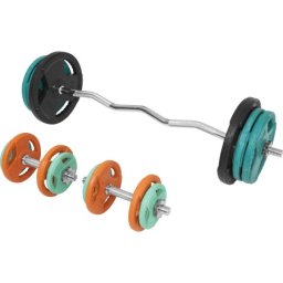 Gorilla Sports Kriva EZ šipka sa zvezdastim maticama + Gumirani diskovi + 2 Bučice (ukupno 70 kg) ( 100762-00009-0046 )