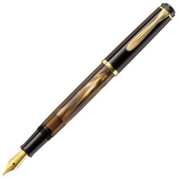 Nalivpero Classic M200 (EF)+kožna bela futrola+poklon kutija G30 Pelikan mermerno braon-crna