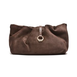 T012633COF – Coffee mekana velur clutch torba sa metalnim ukrasom
