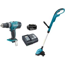 Akumulatorska vibraciona bušilica - odvijač Makita DHP453 + akumulatorski trimer DUR181Z; 18V; 1x3,0 Ah (DLX2114S)