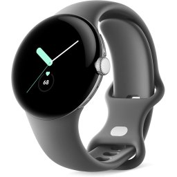 Goolge Pixel watch LTE 41mm Polished Silver Case /Charcoal band