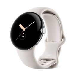 Goolge Pixel watch LTE 41mm Polished Silver Case /Chalk Active band