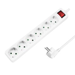 Logilink produžni kabl 6 mesta, prekidač, 1.5m, beli