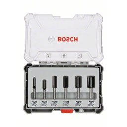 Komplet ravnih glodala, 6 komada, držač od 8 mm Bosch 2607017466, 6-piece Straight Router Bit Set.
