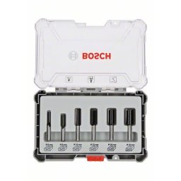 Komplet ravnih glodala, 6 komada, držač od 6 mm Bosch 2607017465, 6-piece Straight Router Bit Set.