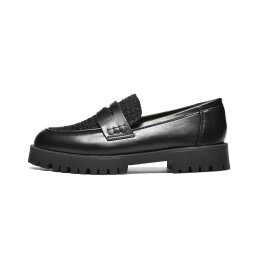 L292620BLK - ŽENSKE MOKASINE SA MASIVNIM ĐONOM I ELEGANTNIM DETALJEM NAPRED