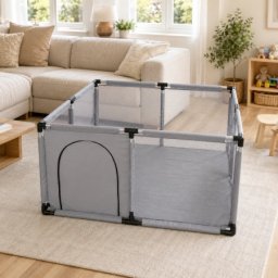 Dečija ogradica za igru sa mrežom 127x127x65 cm ( KLK2608-Light-grey )