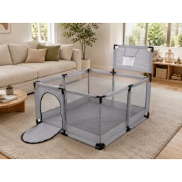 Dečija ogradica za igru sa mrežom i košem 127x127x65cm ( KLK2609-Grey )