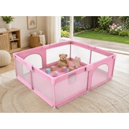Dečija ogradica za igru sa dodatnom zaštitom 130x130x65cm ( KLK2611-Light-Pink )