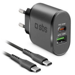 Kucni punjac sbs m3 usb-a 18w+type-c pd 20w sa type c na type c kablom crni (tekittrpdcck) ( P1235 )