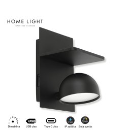 LED ZIDNA LAMPA 7W WW DIM SOLEA 57 CRNA BBLINK