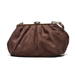 Ženska naborana clutch torbica T012633 braon