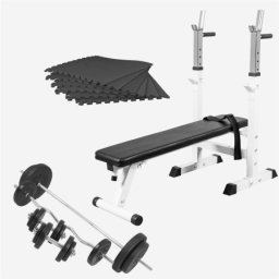 Benč klupa sa stalkom podlogom i setom tegova 100 kg (Bela) ( 101285-00022-0048 )