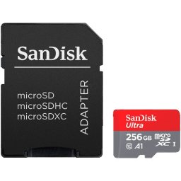 Sandisk ultra microsdxc 256gb + sd adapter a1 class 10 uhs-I ( sdsquac-256g-gn6ma )