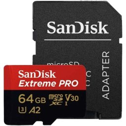 Sandisk extreme pro microsdxc 64gb + sd adapter a2 c10 v30 uhs-I u3 ( sdsqxcu-064g-gn6ma )