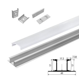 Set aluminijumski zidni profil za dve LED trake 2m 17x49 mm
