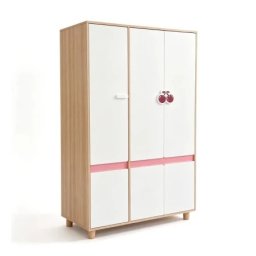 Kinder home cherry, sa policama, polugom za vešalice I 6 vrata, bela, roze I boja prirodnog drveta dečiji ormar sa tri krila ( srw-56 )