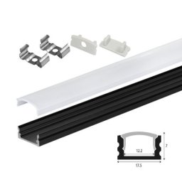 Set aluminijumski profil za LED trake 2m 17.5x7 mm crni ( LPR-1707/2-BK-SET )