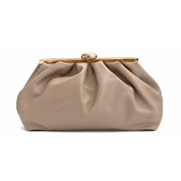 T012633BEI-PU – Bež eko koža mekana clutch torba sa metalnim ukrasom