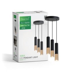 Green tech LED visilica gu10 x3 crno-zlatna ( velora-3s )