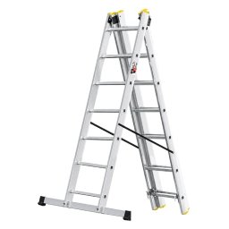 Aluminijumske trodelne merdevine 3x7 gazišta 150 kg