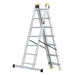 Aluminijumske trodelne merdevine 3x7 gazišta 150 kg