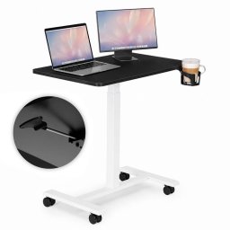 Mobilni podesivi sto za laptop 70 × 48 cm, visina 71,5–112 cm, crna radna ploča – ModernHome