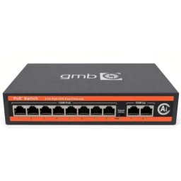 POE-FS1010P GMB Switch,IEEE802.3af/at, 8 PoE 10/100M, 2 UP-link 100/100M, 52V 120W,30W/PoE,VLAN 250m