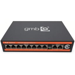 POE-FS1010PG GMB Switch, IEEE802.3af/at, 8 PoE 10/100M, 2 UP-link 100/1000M , 52V 120W, 30W/PoE, VL