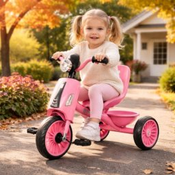 Tricikl za decu Roze „Retro“ sa EVA točkovima, muzikom i svetlima