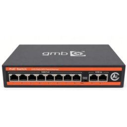 Gembird GMB POE Switch FS1010P,IEEE802.3af/at, 8 PoE 10/100M, 2 UP-link 100/100M, 52V 120W,30W/PoE,VLAN 250m