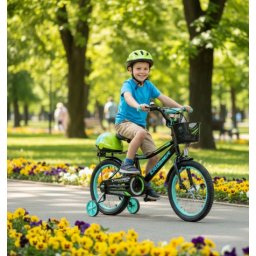 Deciji bicikl sa pomoćnim točkovima Crosser 724-16 crno/zelena