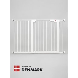 BabyDan Premier sigurnosna ogradica sa 7 produžetka 119,3–125,6 cm – bez bušenja, bela