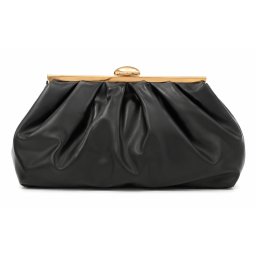 T012633BLK-PU – Crna eko koža mekana clutch torba sa metalnim ukrasom