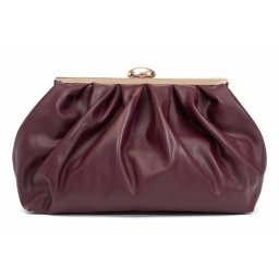 T012633BUR-PU - Burgundi mekana velur clutch torba sa metalnim ukrasom