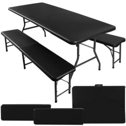 Sklopivi sto sa klupama Gardlov 180 cm, crna