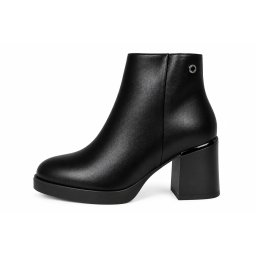 LH35A2633BLK - ŽENSKE KOŽNE ČIZME SA DEBELOM ŠTIKLOM I ELEGANTNOM KOPČOM