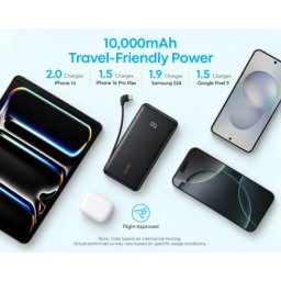 Anker Zolo 10000mAh, 22.5W, sa ugrađenim USB-C kablom, Power Bank crni