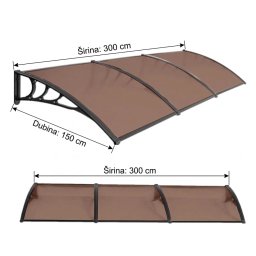Nadstrešnica 300x150 cm crna bronza, 300x150 cm