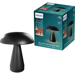 LED PRENOSNA PUNJIVA STONA LAMPA 2W CCT MYCENA CRNA PHILIPS