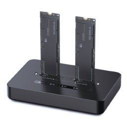 DD2-U3M2 Gembird Desktop doking stanica sa dva USB Type-C M.2 NVME (i SATA) SSD ureðaja, crna