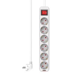 Produžni kabl sa prekidačem 6 utičnice 1.4m Max MPS-106S-1.4M Beli